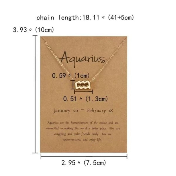New Gold Astrology Constellation Necklace Aquarius - Picture 4 of 4